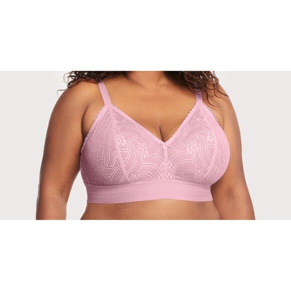 Glamorise Other - Glamorise Bramour Gramercy Luxe Lace Wirefree Bralette 7012 Mauve Pink 36F